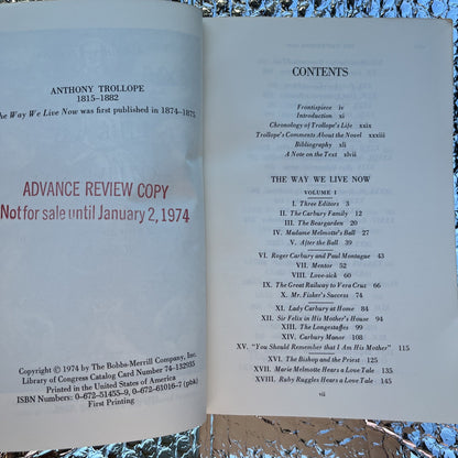 the way we live now anthony trollope 1974 Review Copy