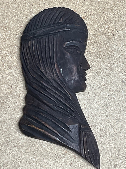 Osabel Tallado A Mano Argentina Wood Carving Lady Head Small Wall Hanging Art