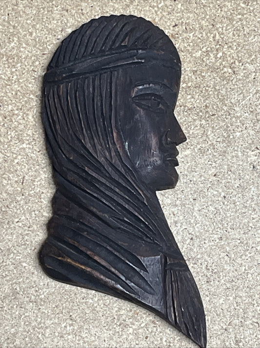 Osabel Tallado A Mano Argentina Wood Carving Lady Head Small Wall Hanging Art