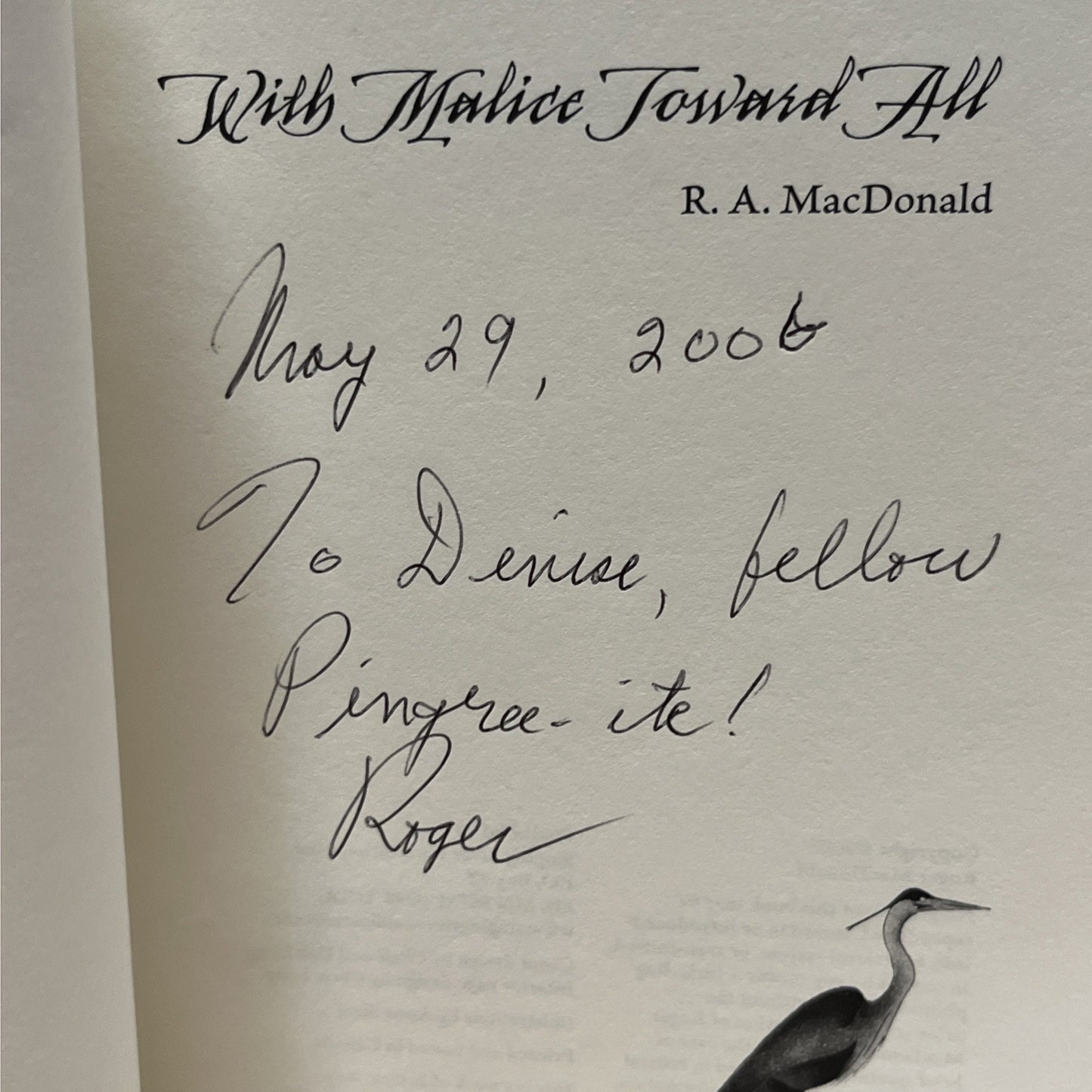 With Malice Toward All 1st Ed Roger A Macdonald Doctor's Casebook Chronicle