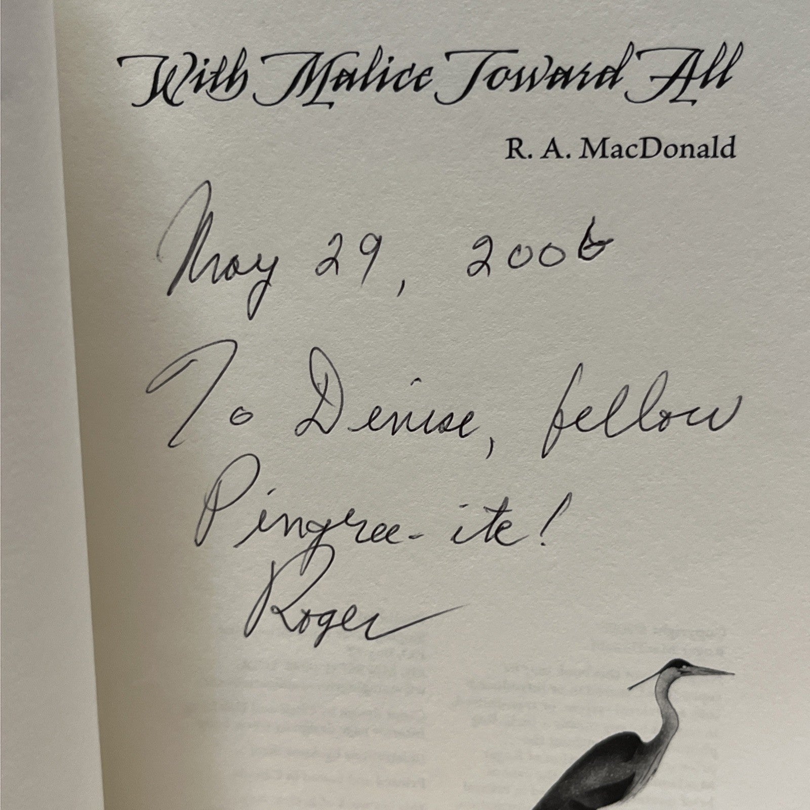 With Malice Toward All 1st Ed Roger A Macdonald Doctor's Casebook Chronicle