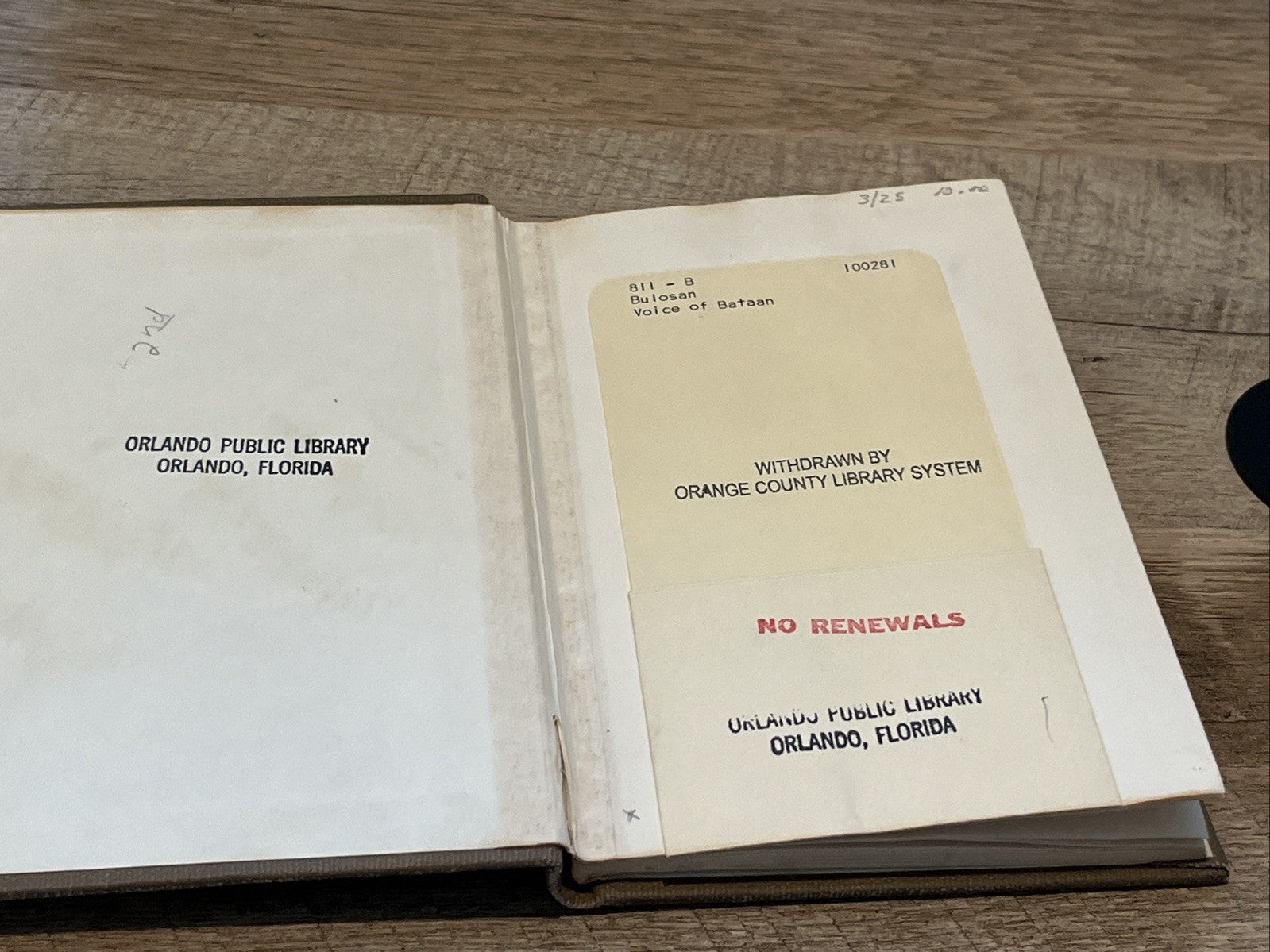 The Voice Of Bataan By Carlos Bulosan [1943] Ex-LIB;HC/No DJ