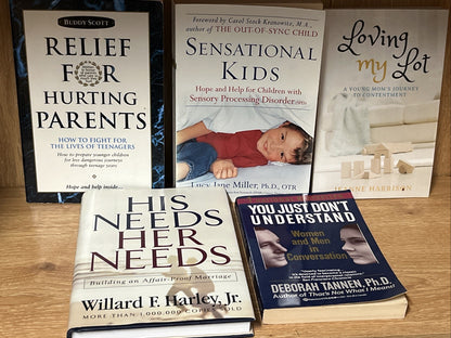 Lot of 5 Books on Parenting Gifted Child, Relief For Hurting Parents, Marriage