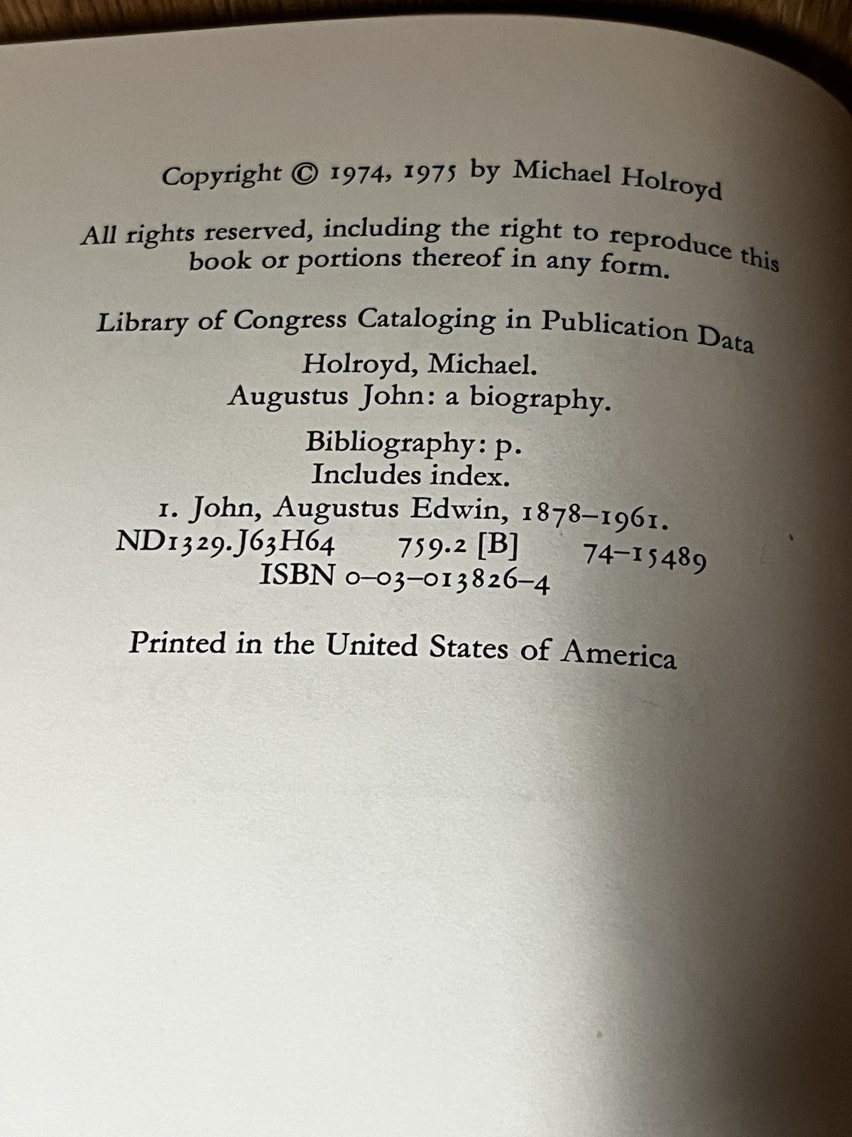 Augustus John : A Biography by Michael Holroyd  1975 & 1996 Ed Lot of 2