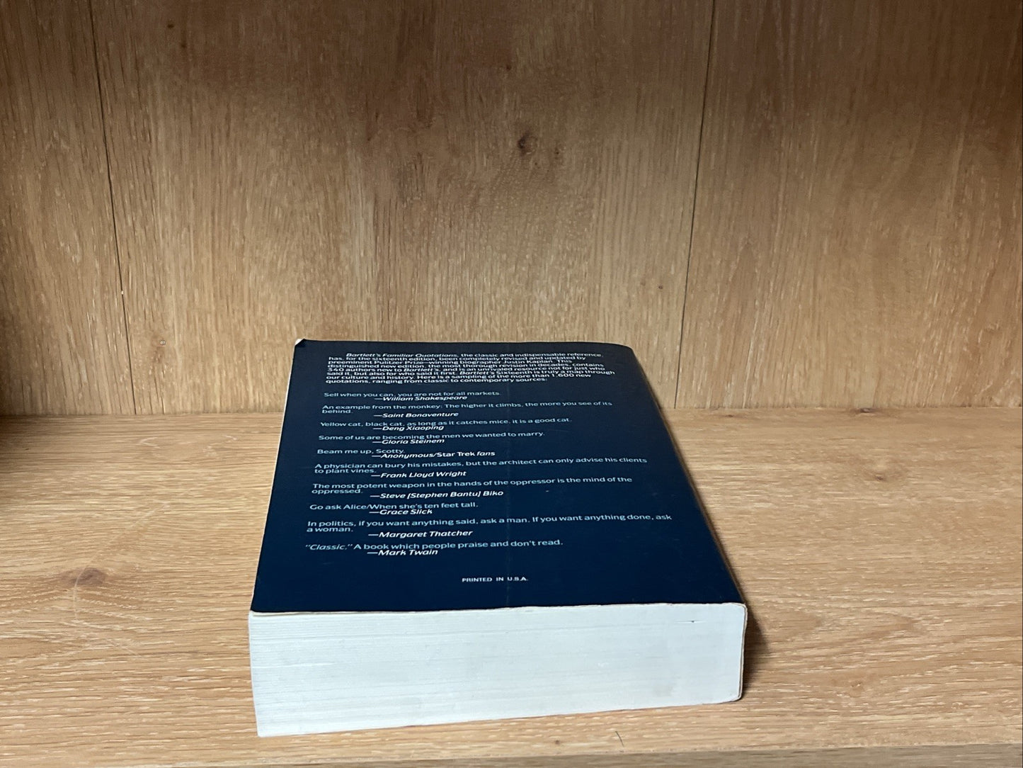 John Bartlett's Familiar Quotations 6th Edition Justin Kaplan 1992