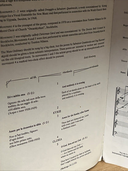Eskil Hemberg  Messa d'oggi  for five solo voices and mixed chorus op. 23