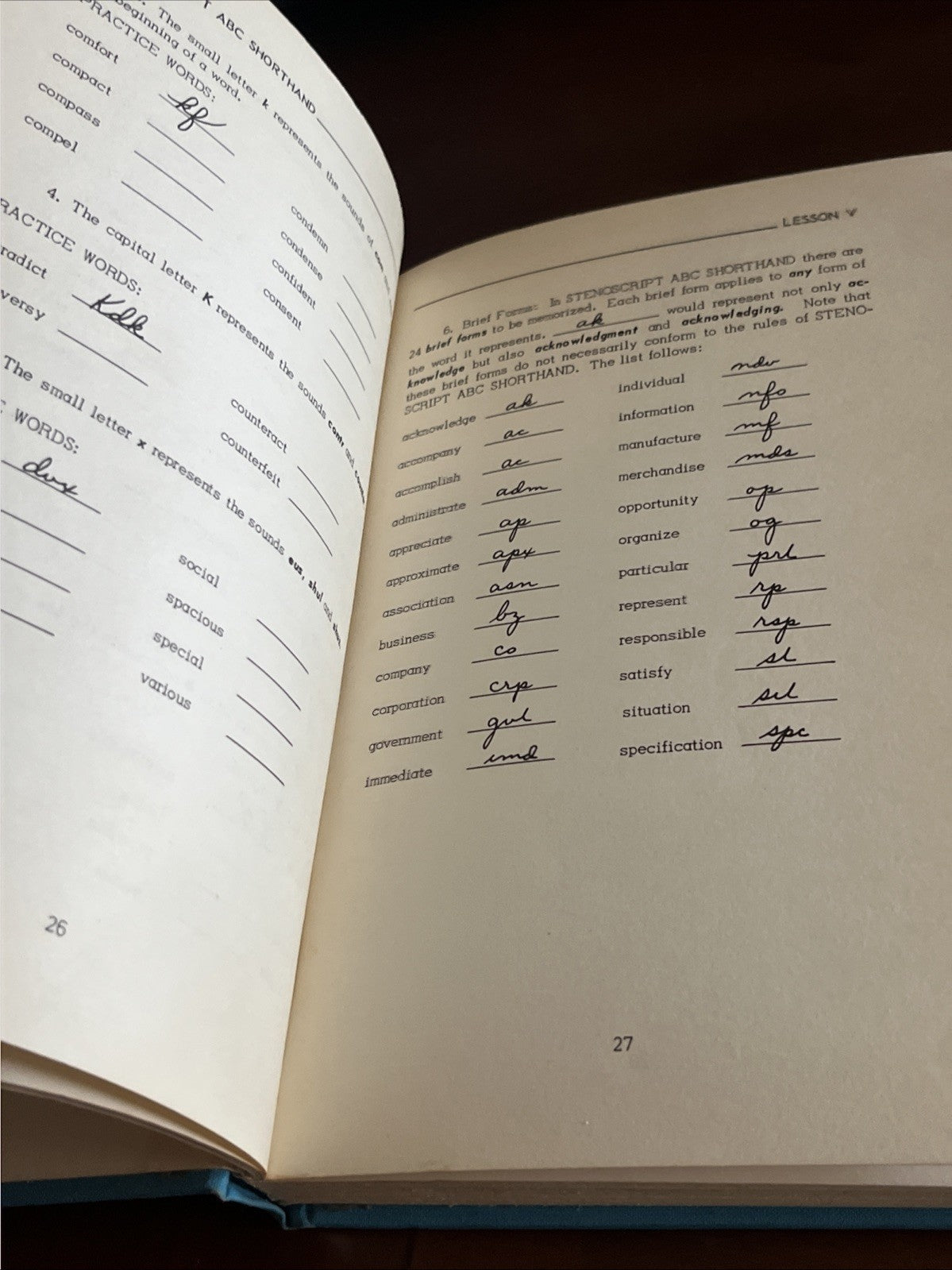 ABC Shorthand Stenoscript VINTAGE 1961 REVISED HARDCOVER EDITION