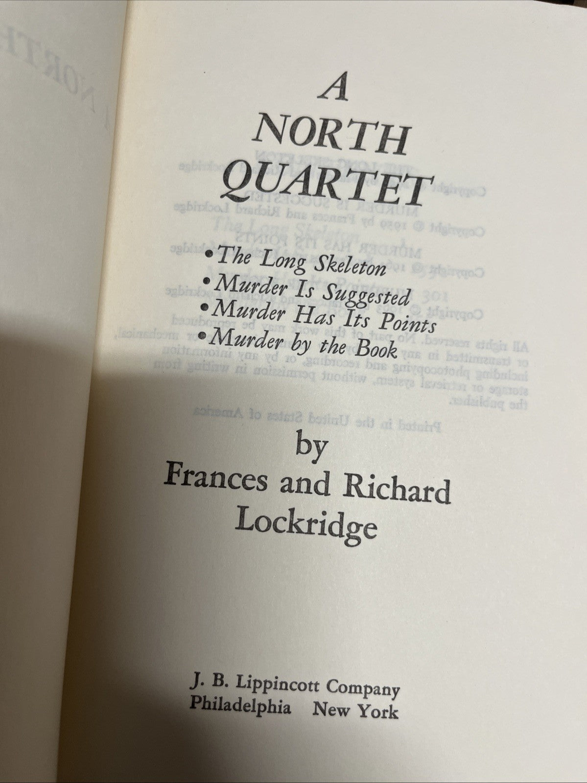 A North Quartet Frances And Richard Lockridge 1963 Book Club Edition HCDJ 