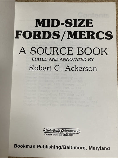 Sports Pub: Mid-Size Fords/Mercs 1962 -1975- Robert C. Ackerson-Photos-ads-te...