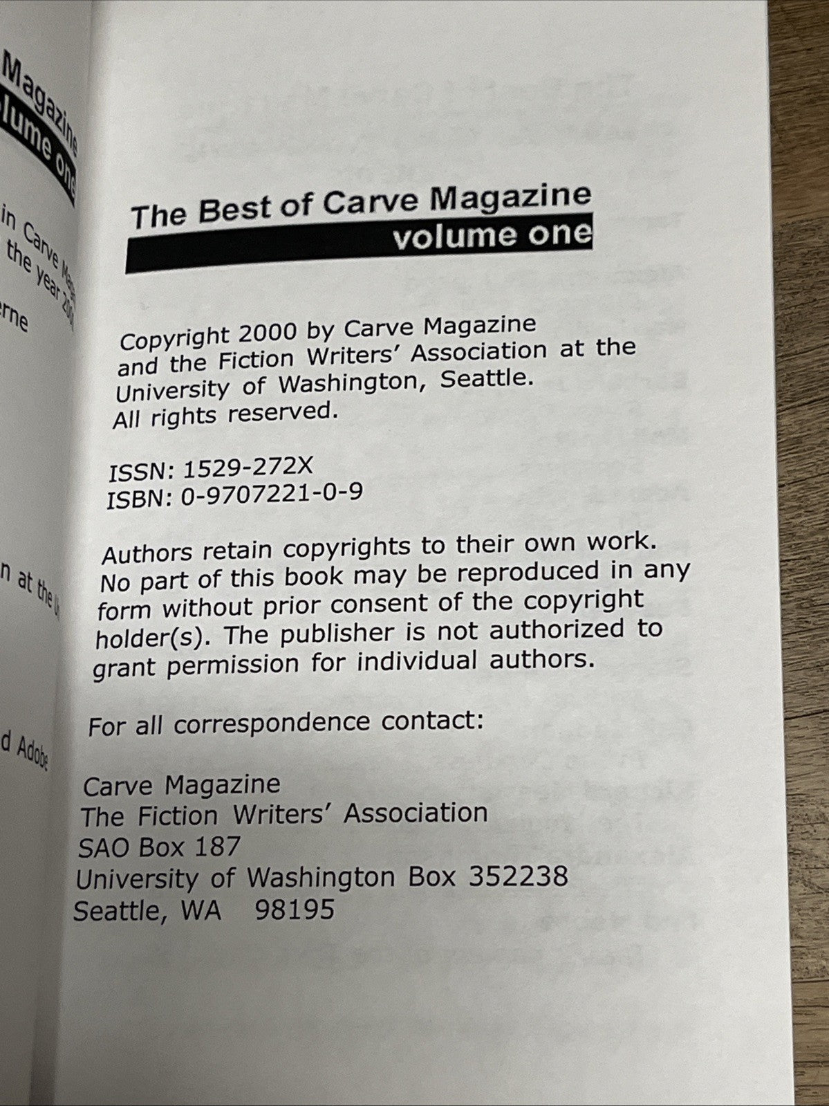 The Best Of Carve Magazine Vol 1  Paul Tenuous & Mclaughlin Honest Fiction