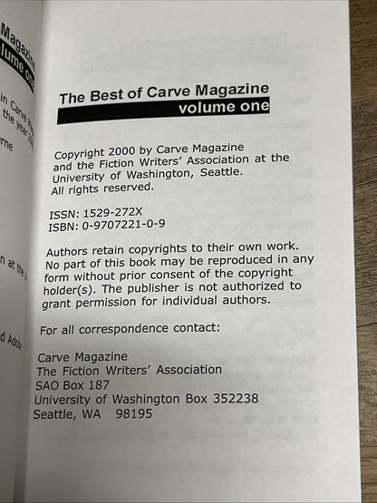 The Best Of Carve Magazine Vol 1  Paul Tenuous & Mclaughlin Honest Fiction