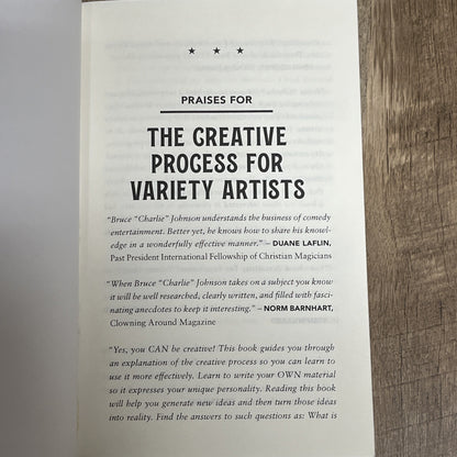 The Creative Process for Variety Artists Vol 1 SIGNED Bruce Charlie Johnson