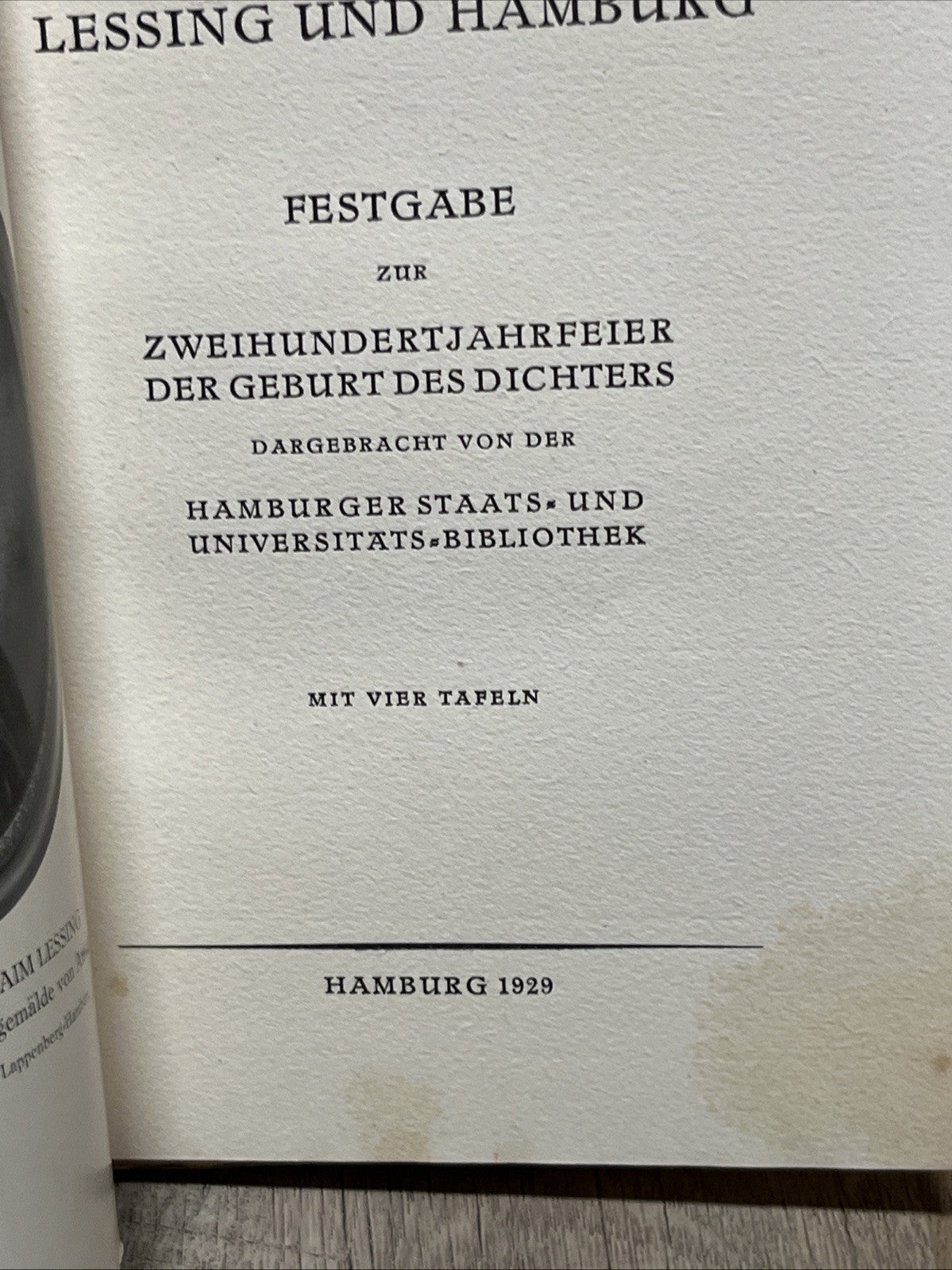 Lessing und Hamburg Festgabe Zur Zweihundertjahrfeier Erstausgabe 1729-1929