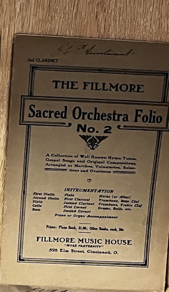 The FILLMORE Sacred Orchestra Folio No.2 : A Collection Of Well Known Hymn 1931