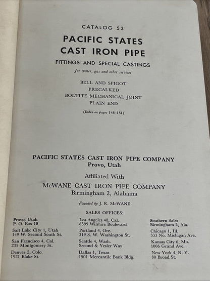 PACIFIC STATESCAST IRON PIPE COMPANY PROVO..... UTAH General Catalog No. 53