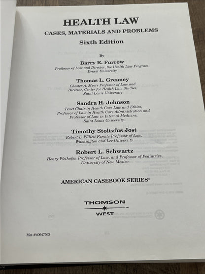 Health Law Cases Materials Problems 6th Edition American Casebook Brietta Clark