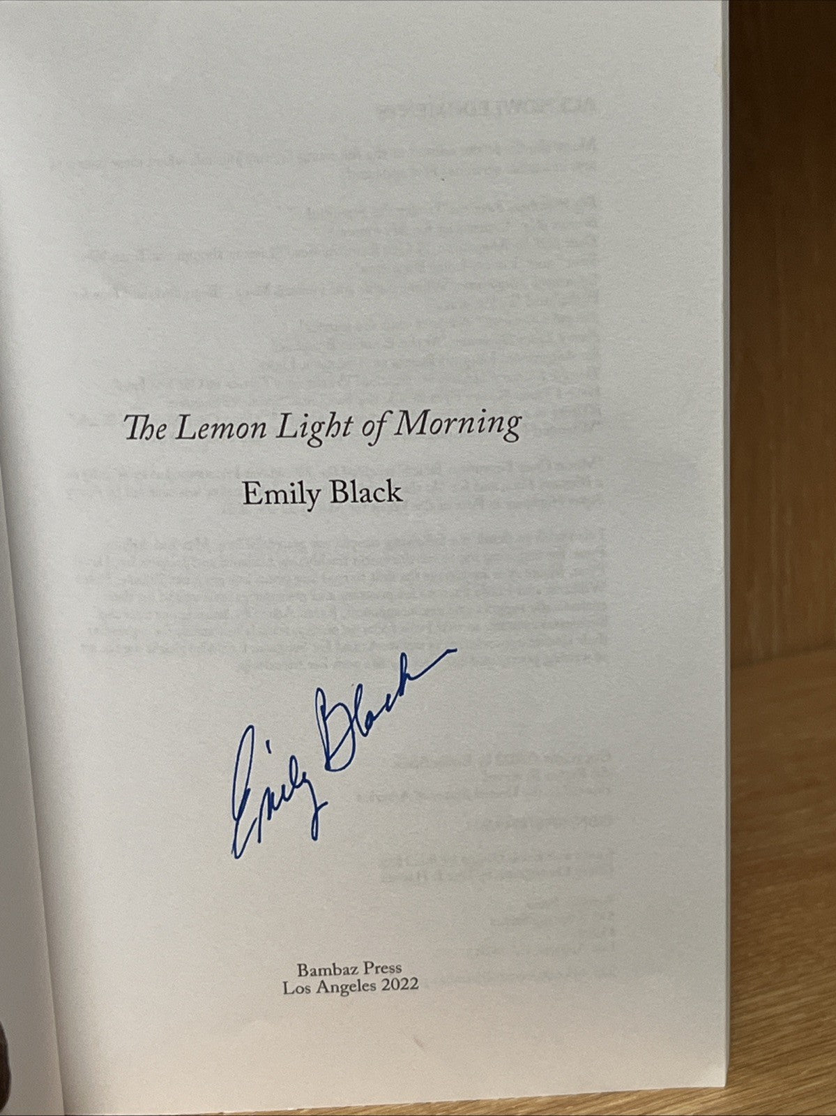 The Lemon Light of Morning Poem Emily Black  SIGNED COPY