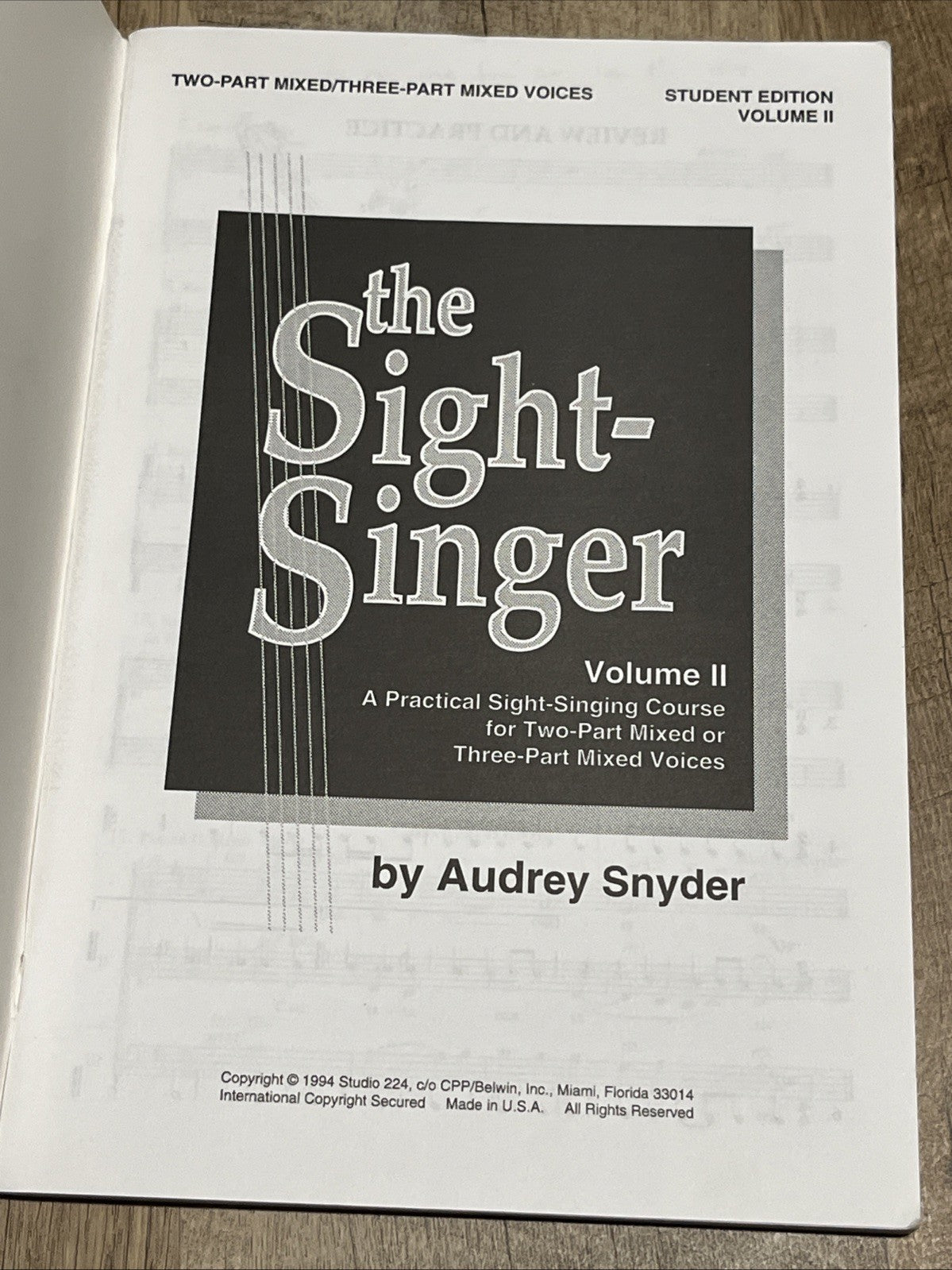 The Sight-Singer for Two-Part Mixed/Three-Part Mixed Voices, Vol 1 &2 Student..