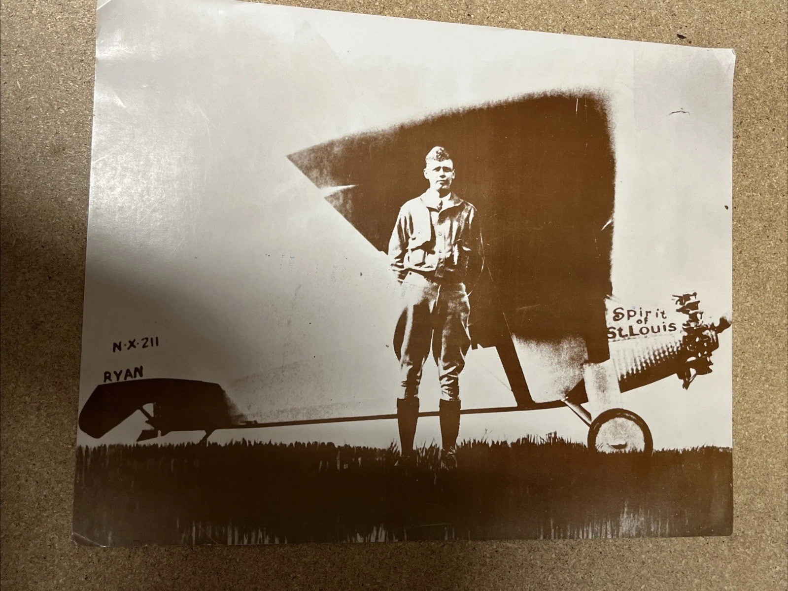 Vintage Sepia Tone Poster Print Photograph 14" x 11" - Charles Lindbergh