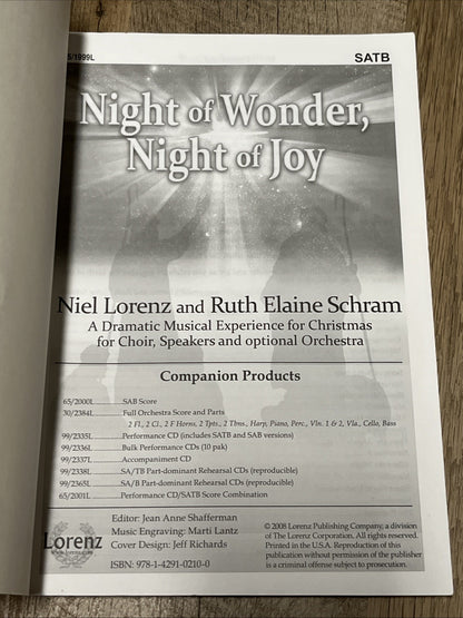 night of wonder night of joy by Ruth Elaine Schram and Noel Lorenz Plus Cd