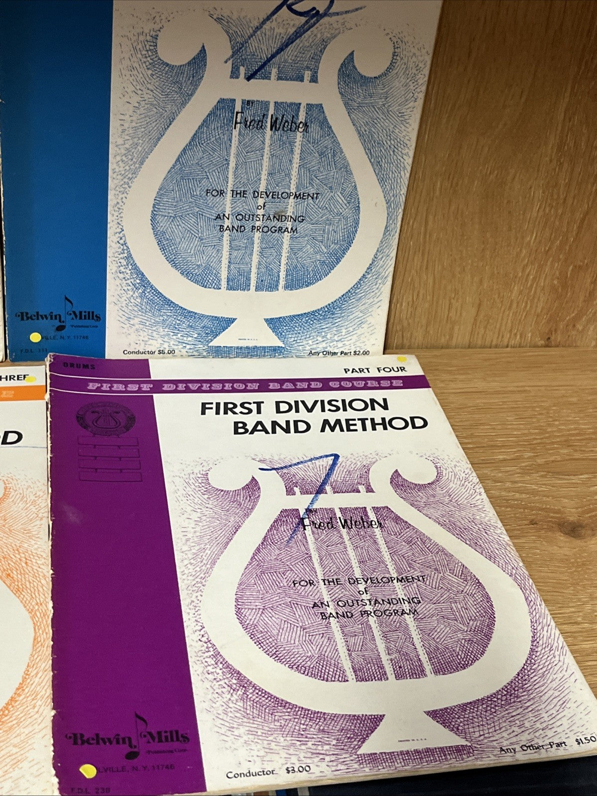 First Division Band Method Drum Sheet Book Lot Volume 1 - 4  (1960s)