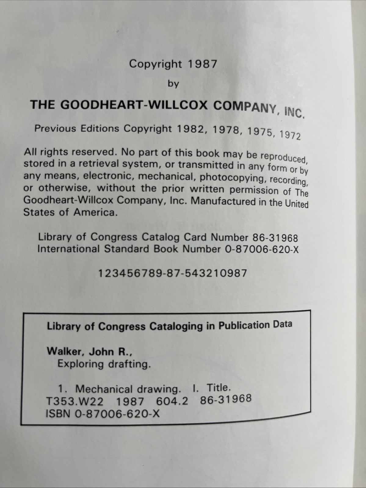 Exploring Drafting Fundamentals Of Tech By John R. Walker 1987 Textbook
