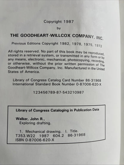 Exploring Drafting Fundamentals Of Tech By John R. Walker 1987 Textbook