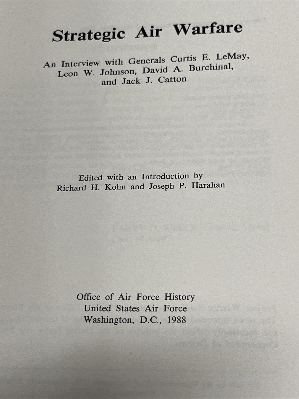 Strategic Air Warfare: USAF Warrior Studies From Office of US Air Force History