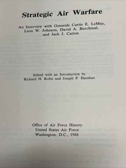 Strategic Air Warfare: USAF Warrior Studies From Office of US Air Force History