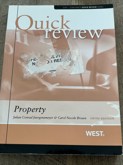 PROPERTY 5TH EDITION SUM - SUBSTANCE QUICK REVIEW SERIES Julian & Brown