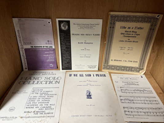 Lot of 6 Classic Music Sheet , Praise His Holy Name, Chappell’s Famous Melody..