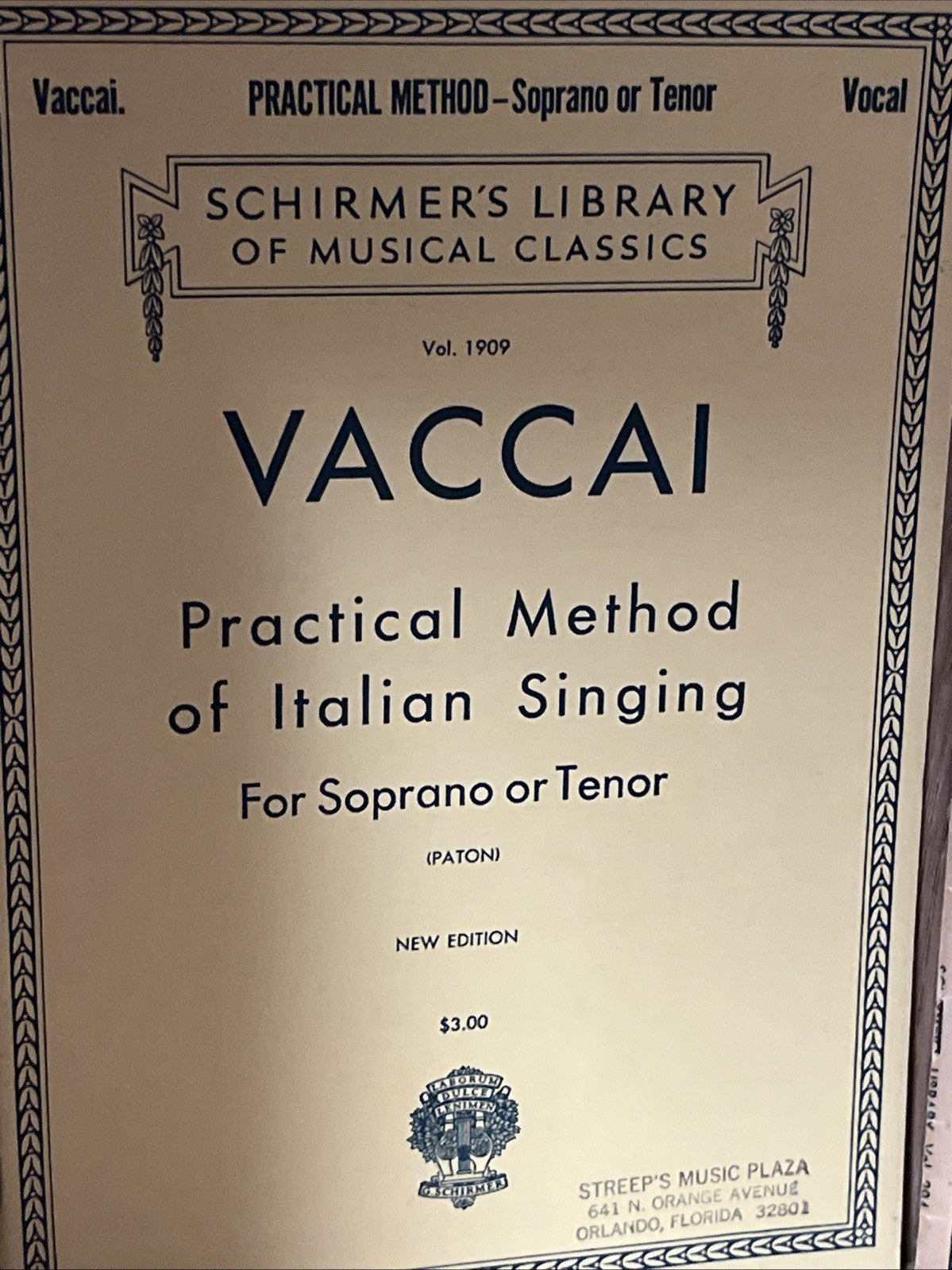 Lot of 2 Schirmer's Library of Musical Classics Sheet Music Concone $ Vaccai