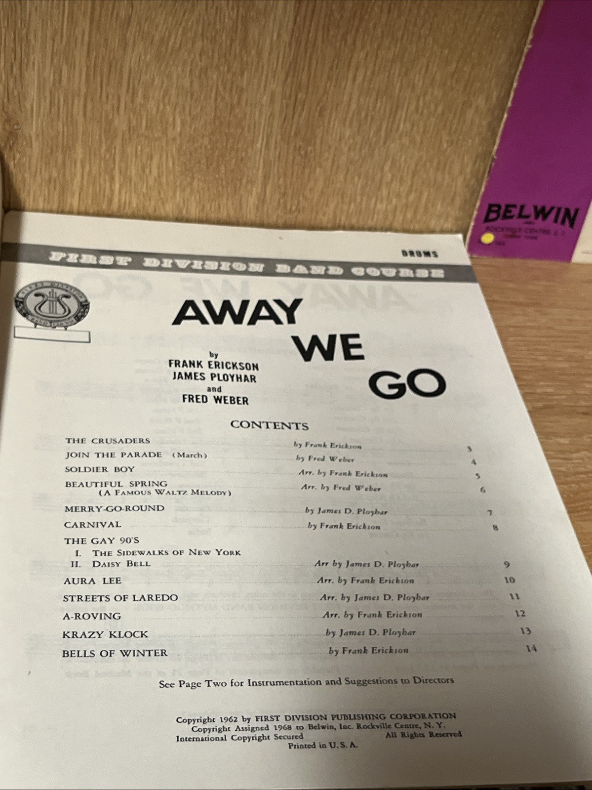 drum sheet music books first division band course Method Vintage 1960s Lot 4