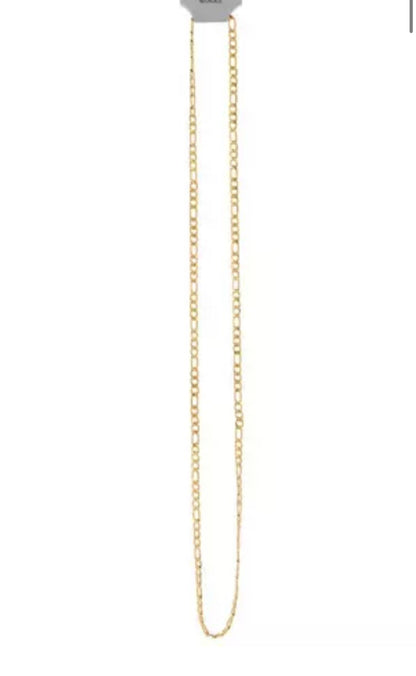 Figaro 18K Gold Plated Stainless Steel Link Chain Necklace Man Woman 14in-48in