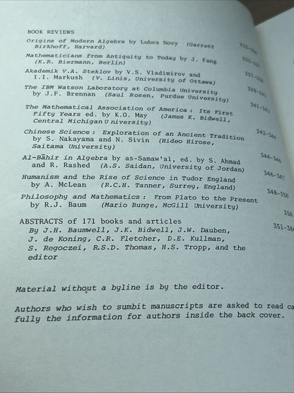 Historia Mathematica, Vol. 1, PP.253-386 / August  1974 International Journal..