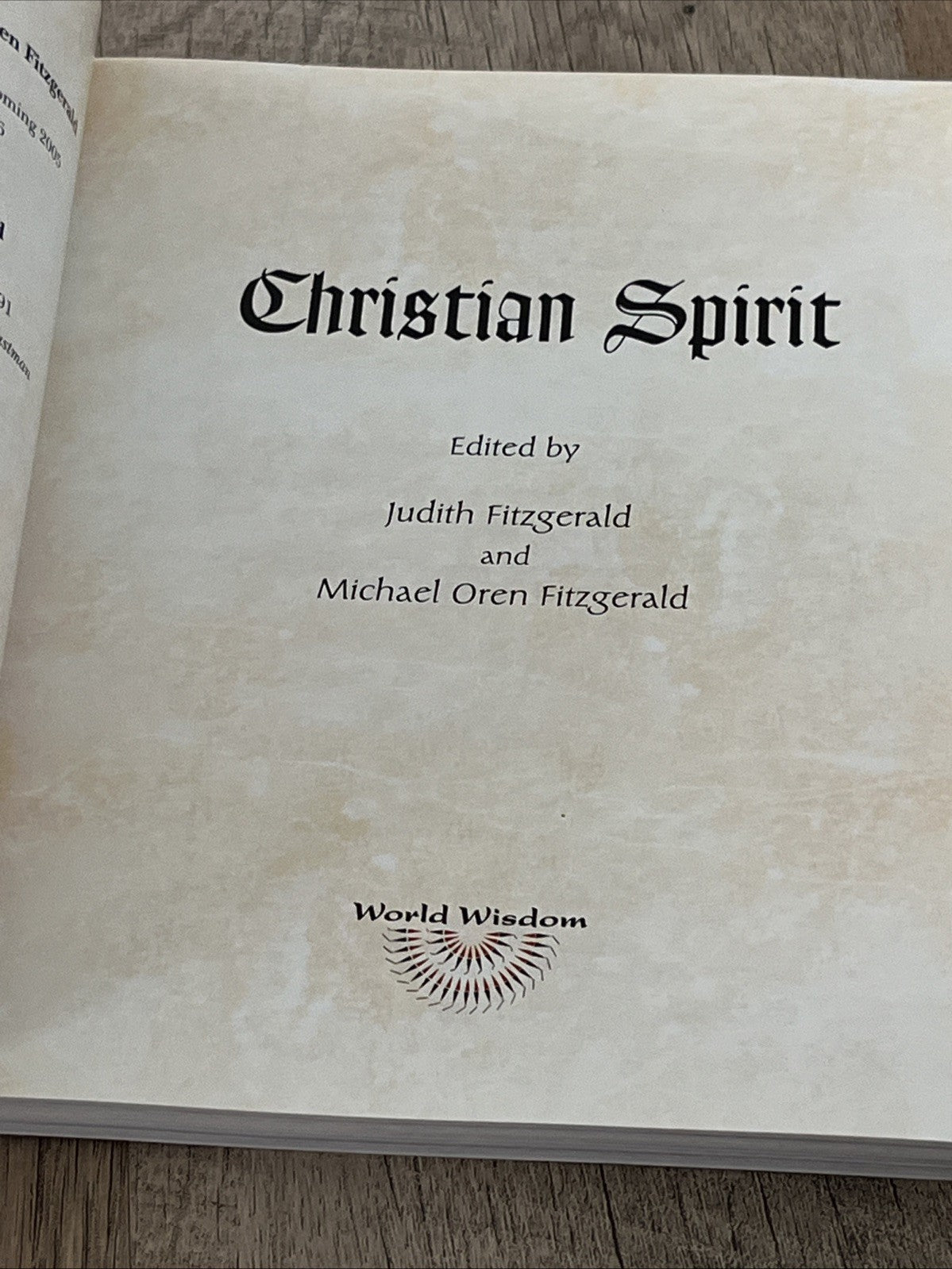 Christian Spirit By Judith Fitzgerald & Michael Oren  Fitzgerald  **Excellent**