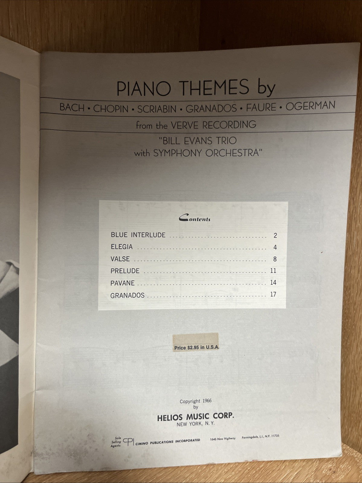 Piano Themes Bill Evans Trio With Symphony Orchestra Song Book