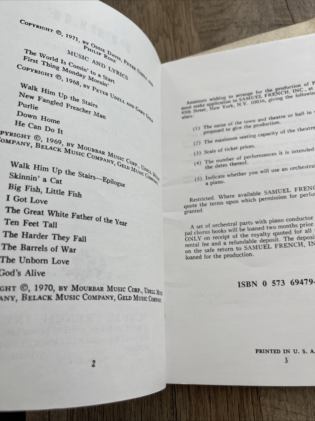 ANGEL and PURLIE Victorious Ossie Davis & Udell/Geld/ French's Musical Library/