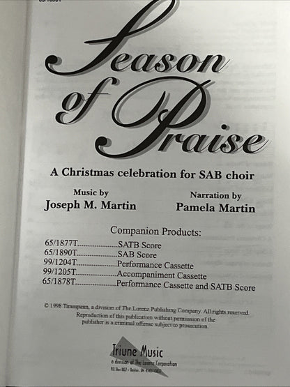 Lot Of 8 Season of Praise A Christmas Celebration for SATB Choir