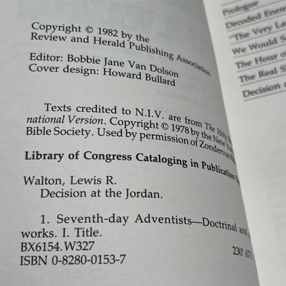 Decision at the Jordan New Sealed Paperback By Walton, Lewis R sda