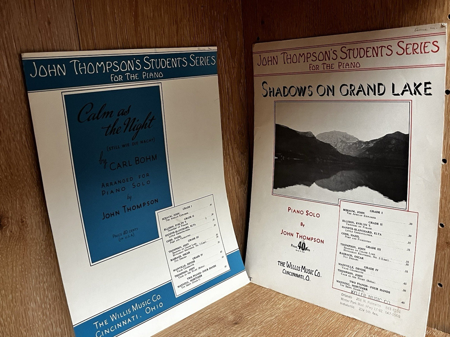John Thompson’s Students Series Piano Sheet Music Shadow On Grand Lake & Calm As