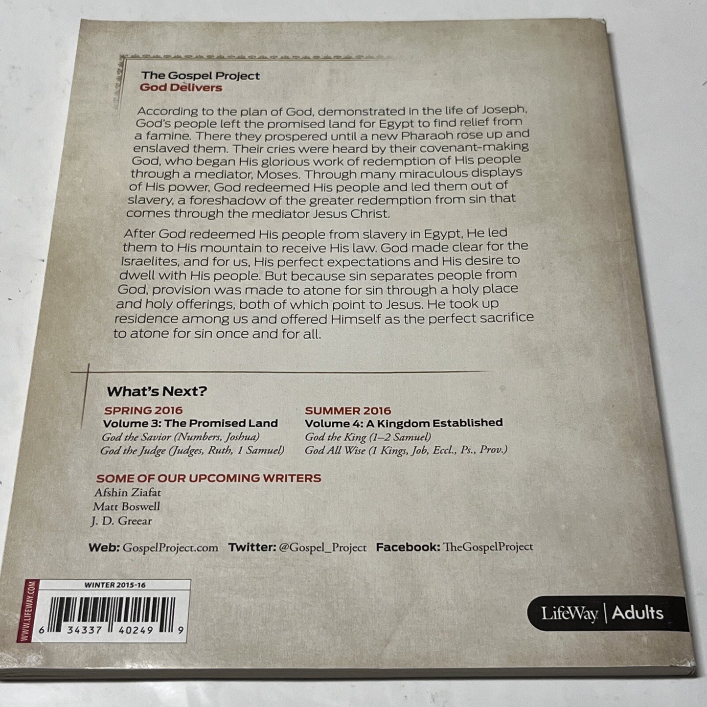 Gospel Project Volume 2. God delivers Personal STUDY GUIDE HSV Winter 2015/16