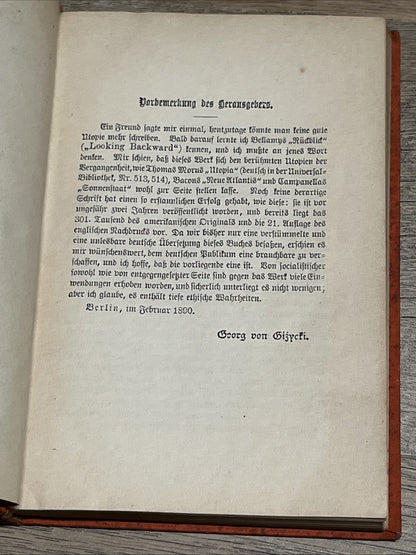 Ein Rückblick  aus dem Jahre 2000 auf 1887 Von Edward Bellamy