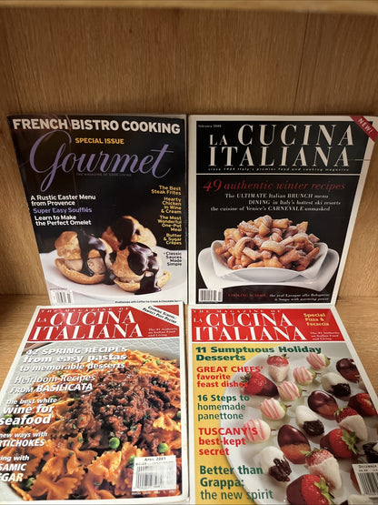 La Cucina Italiana + Gourmet Magazine Lot 4 Issues From 2000 2001 2008