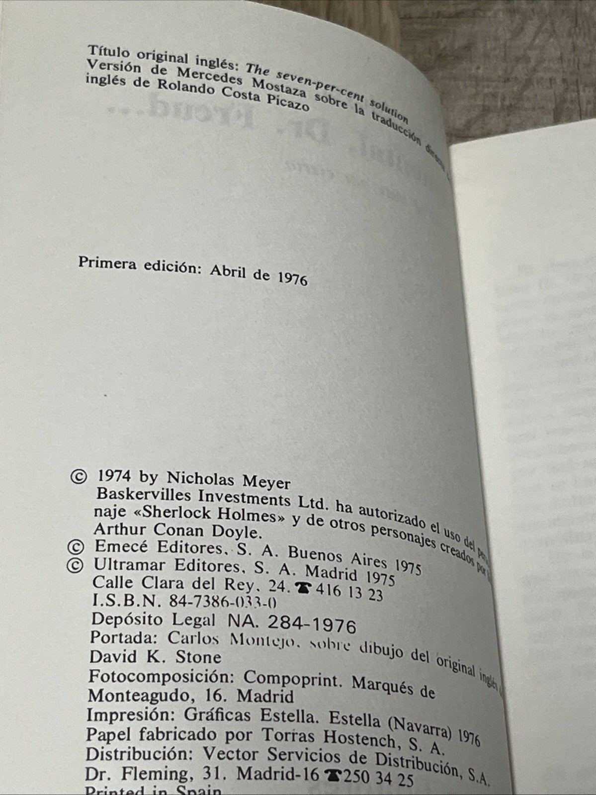 NICHOLAS MEYER ,ELEMENTAL,DR. FREUD..,ULTRAMAR Perimera ED. 1976 Perfecto estado