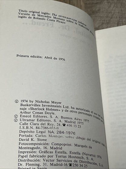 NICHOLAS MEYER ,ELEMENTAL,DR. FREUD..,ULTRAMAR Perimera ED. 1976 Perfecto estado