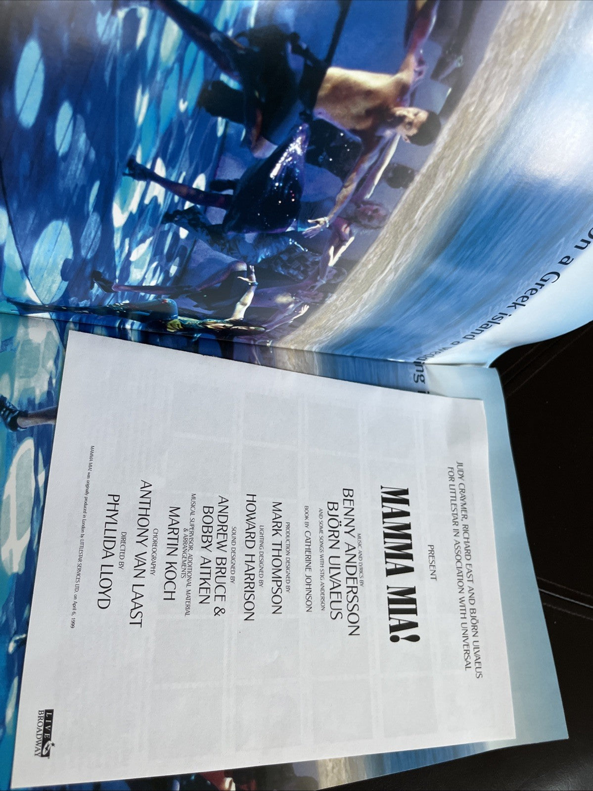 Mama Mia Program With 2 Panel Insert ABBA Play Theatre