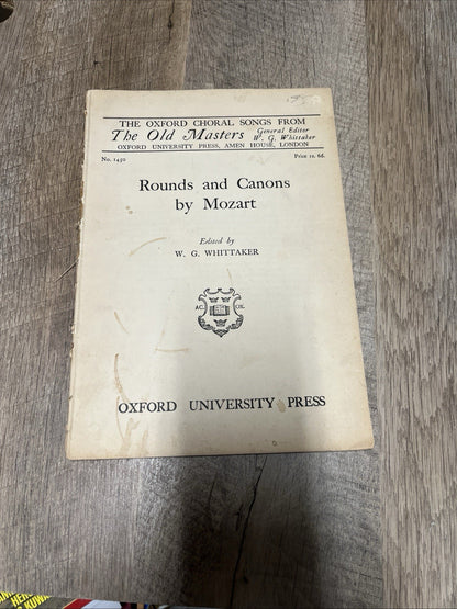 The Oxford Choral Songs from The OLD MASTERS Rounds And Canons By Mozart 1928