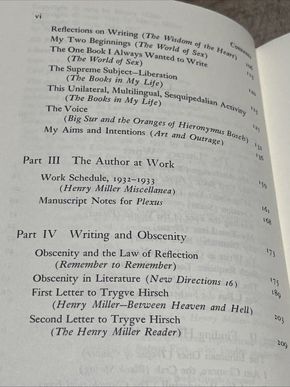 Henry Miller on Writing Selected Published And Unpublished Works Of Henry Miller