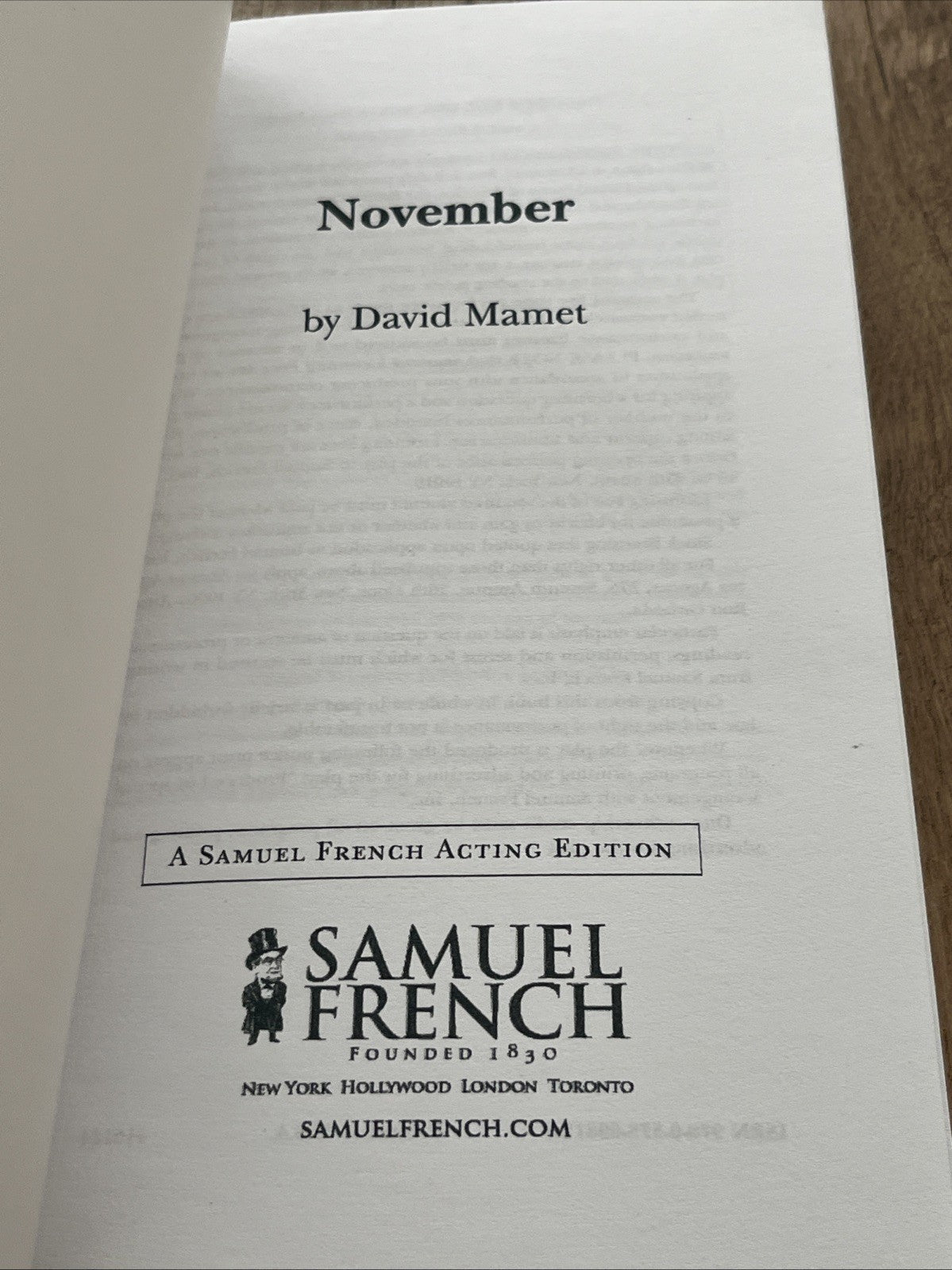 David Mamet November (Paperback) **Excellent **